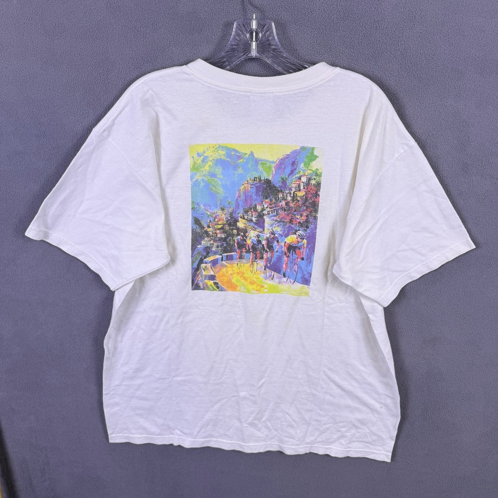 VTG Le Tour de France T-Shirt Mens Large White Cycling Graphic Tee Anvil